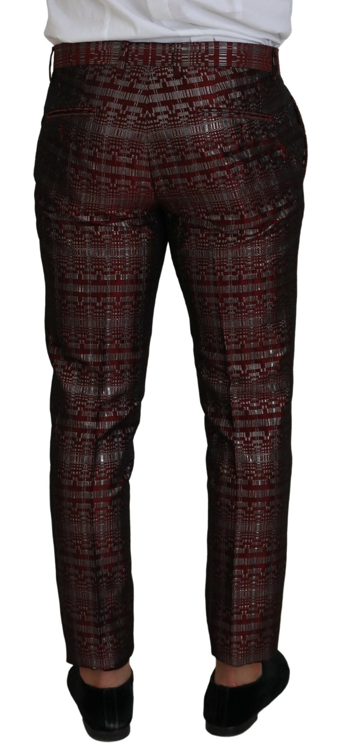 Dolce &amp; Gabbana Bordeaux Silver GOLD Slim Fit Suit