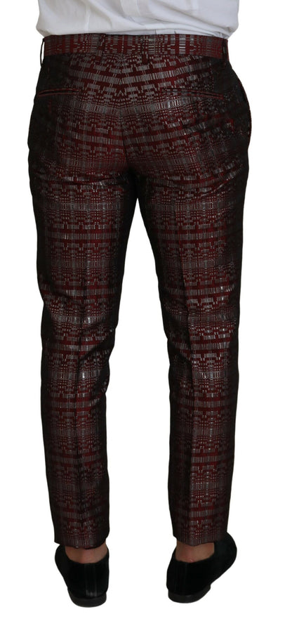 Dolce &amp; Gabbana Bordeaux Silver GOLD Slim Fit Suit