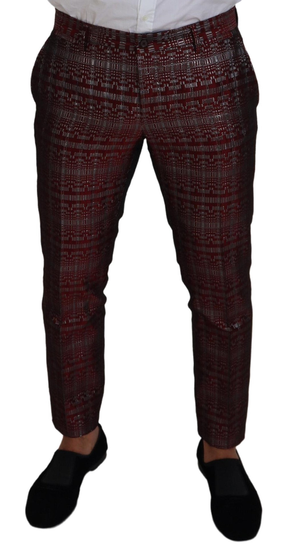 Dolce &amp; Gabbana Bordeaux Silver GOLD Slim Fit Suit