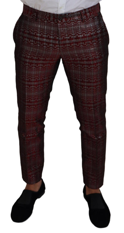 Dolce &amp; Gabbana Bordeaux Silver GOLD Slim Fit Suit
