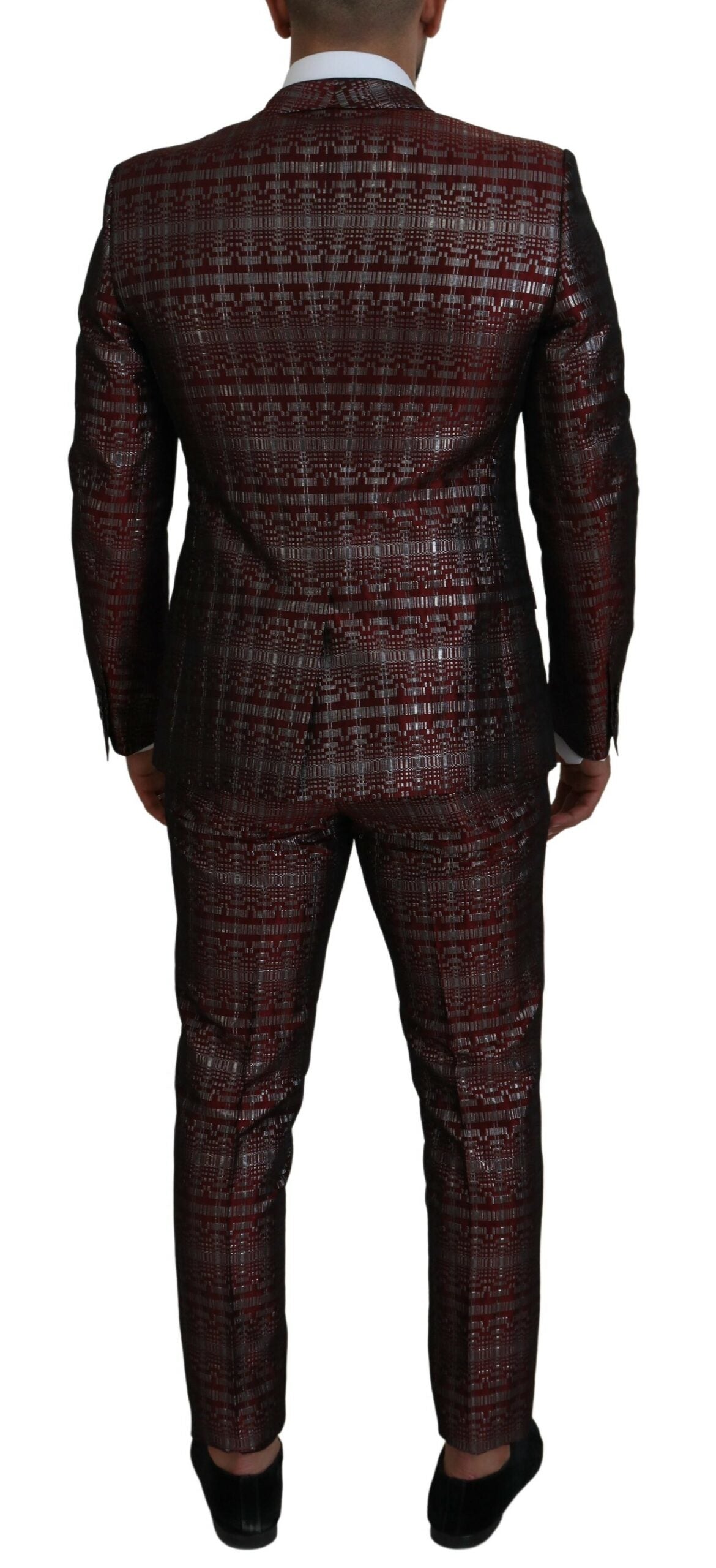 Dolce &amp; Gabbana Bordeaux Silver GOLD Slim Fit Suit