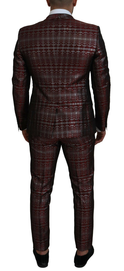 Dolce &amp; Gabbana Bordeaux Silver GOLD Slim Fit Suit