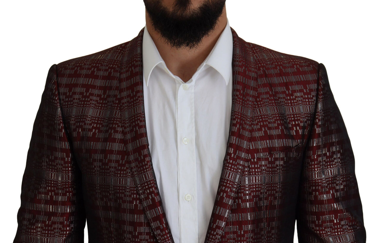 Dolce &amp; Gabbana Bordeaux Silver GOLD Slim Fit Suit