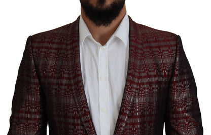Dolce &amp; Gabbana Bordeaux Silver GOLD Slim Fit Suit