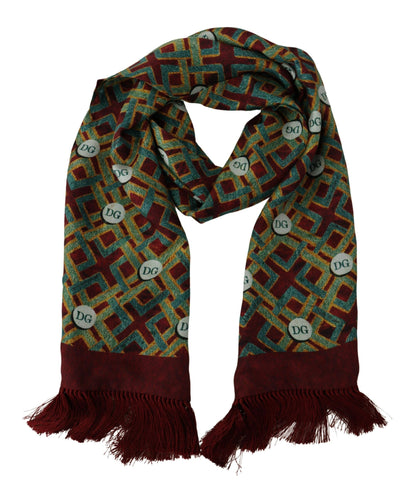 Dolce &amp; Gabbana – Mehrfarbiger Schal mit DG-Logo, warmer Halswickelschal mit Fransen