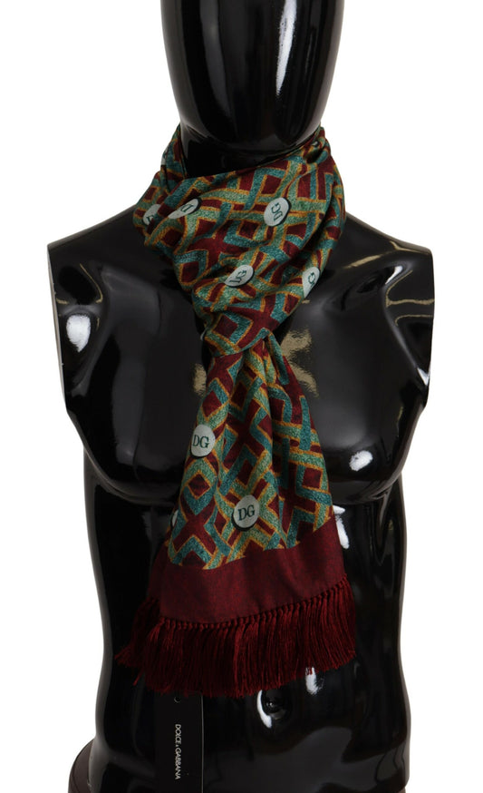 Dolce &amp; Gabbana – Mehrfarbiger Schal mit DG-Logo, warmer Halswickelschal mit Fransen