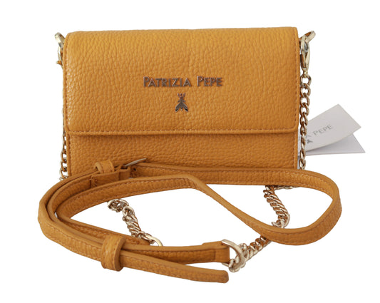 Patrizia Pepe – Schultertasche aus Leder mit gelbem Logo