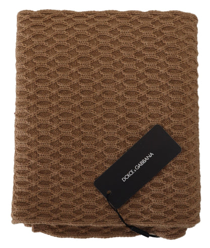 Dolce &amp; Gabbana Dunkelbrauner Wickelschal Gestrickter Kamelschal