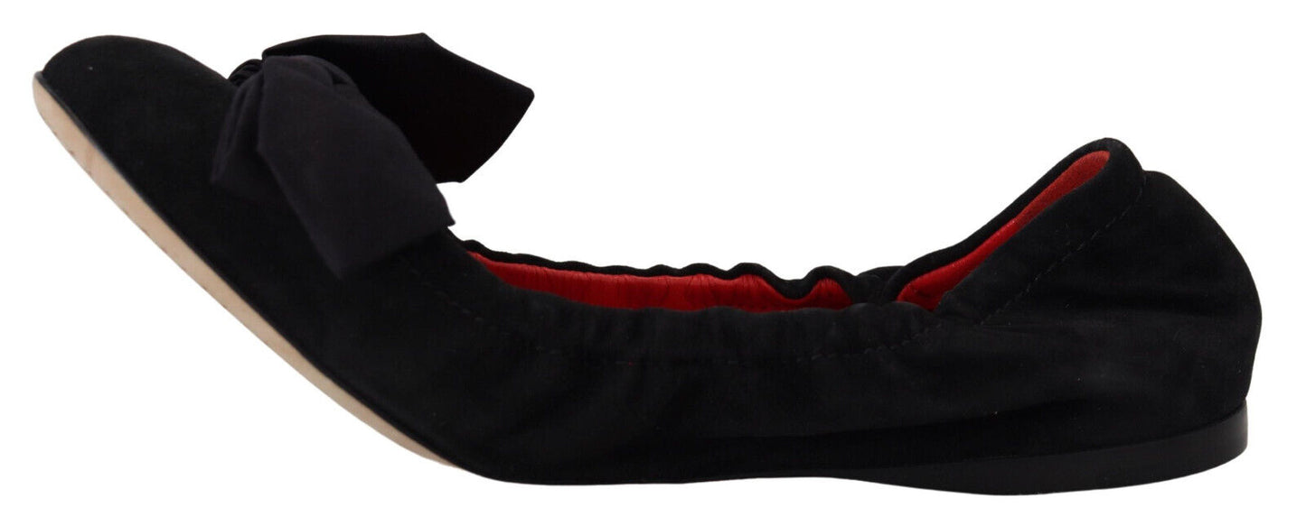 Dolce &amp; Gabbana – Flache Slipper-Ballerinas aus schwarzem Wildleder