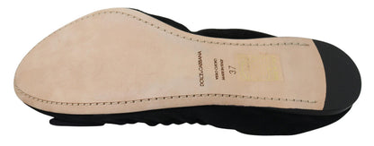 Dolce &amp; Gabbana – Flache Slipper-Ballerinas aus schwarzem Wildleder
