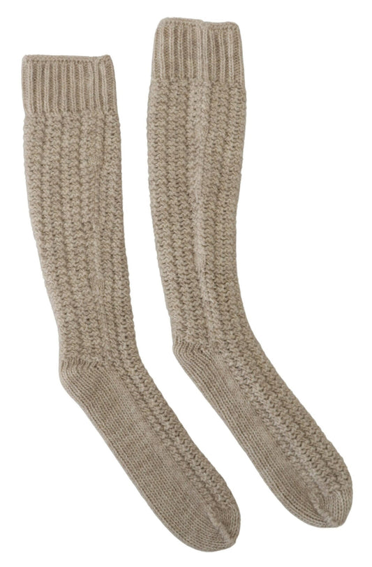 Dolce &amp; Gabbana Beige Wollstrick Wadenlange Damensocken
