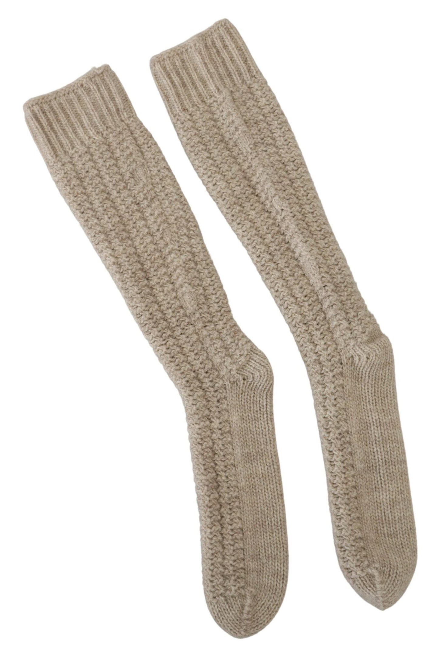 Dolce &amp; Gabbana Beige Wollstrick Wadenlange Damensocken