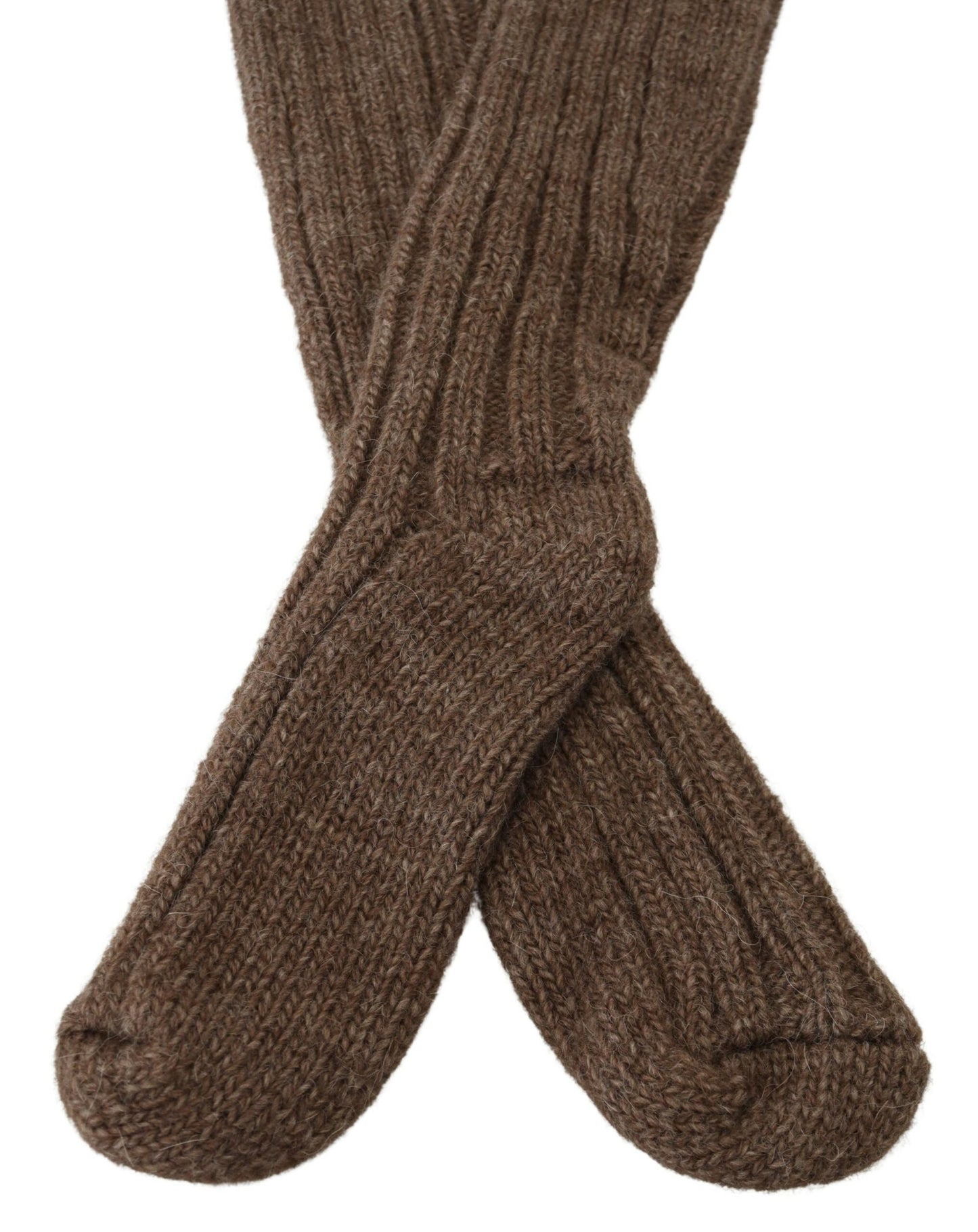 Dolce &amp; Gabbana – Lange Damensocken aus Wollstrick in Braun