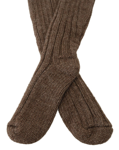 Dolce &amp; Gabbana – Lange Damensocken aus Wollstrick in Braun