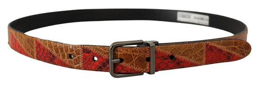 Dolce &amp; Gabbana – Mehrfarbiger exotischer Vintage-Gürtel mit Chromschnalle