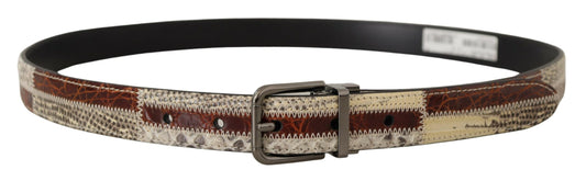 Dolce &amp; Gabbana – Mehrfarbiger Patchwork-Metallgürtel aus exotischem Leder