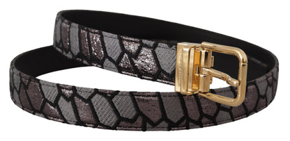 Dolce &amp; Gabbana Mehrfarbiger Patchwork-Gürtel aus goldenem Jaquard-Leder