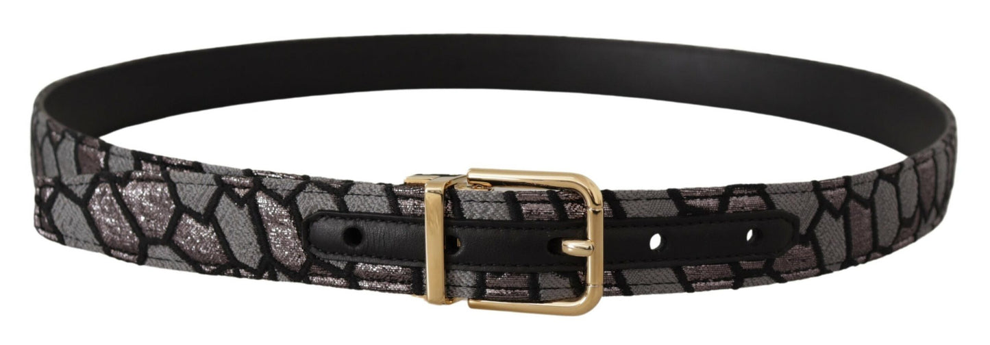 Dolce &amp; Gabbana Mehrfarbiger Patchwork-Gürtel aus goldenem Jaquard-Leder