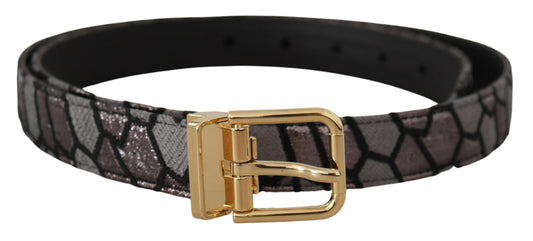 Dolce &amp; Gabbana Mehrfarbiger Patchwork-Gürtel aus goldenem Jaquard-Leder