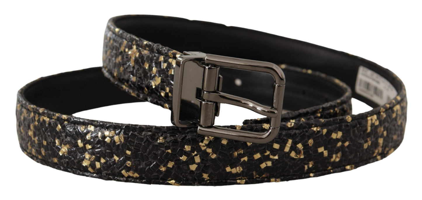 Dolce &amp; Gabbana – Zweifarbiger Ledergürtel mit Chromschnalle in Gold und Schwarz