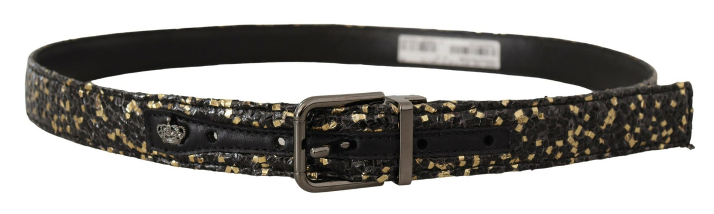 Dolce &amp; Gabbana – Zweifarbiger Ledergürtel mit Chromschnalle in Gold und Schwarz