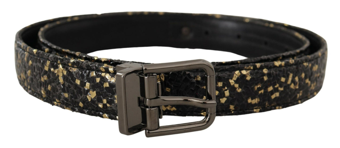 Dolce &amp; Gabbana – Zweifarbiger Ledergürtel mit Chromschnalle in Gold und Schwarz
