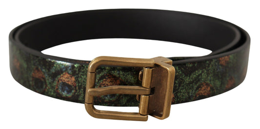 Dolce &amp; Gabbana Mehrfarbiger Vernice Pavone-Bronze-Metallgürtel aus Leder