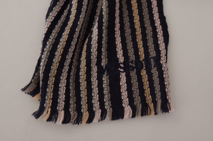 Missoni Schal aus Wollstrick mit Fransen und mehrfarbigen Streifen