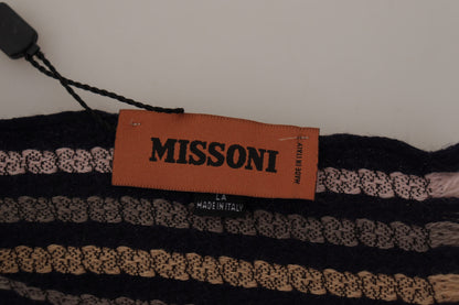 Missoni Schal aus Wollstrick mit Fransen und mehrfarbigen Streifen