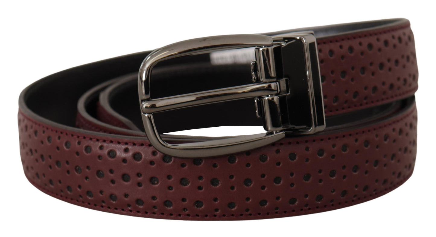 Dolce &amp; Gabbana – Brauner Gürtel aus perforiertem Leder mit Metallschnalle