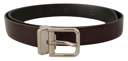 Dolce &amp; Gabbana Brauner Lackledergürtel mit silberner Metallschnalle