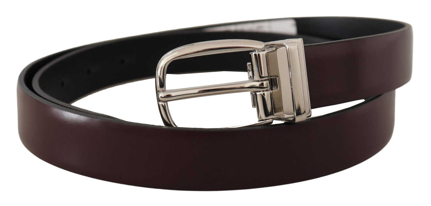 Dolce &amp; Gabbana Gürtel aus massivem braunem Leder mit silbernem Metall