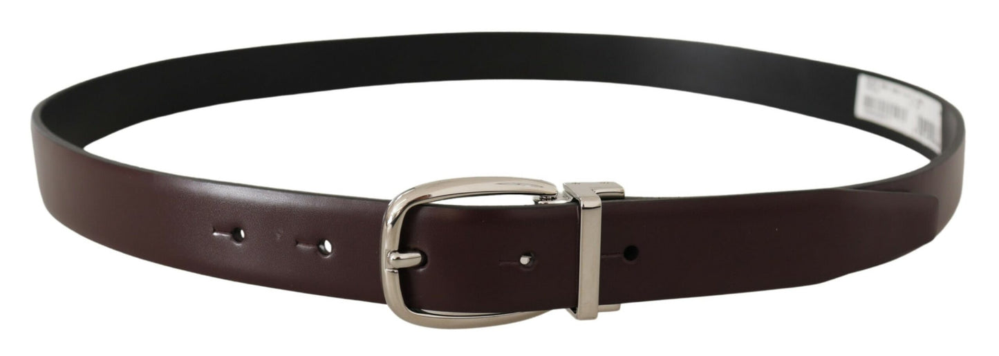 Dolce &amp; Gabbana Gürtel aus massivem braunem Leder mit silbernem Metall