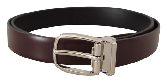 Dolce &amp; Gabbana Gürtel aus massivem braunem Leder mit silbernem Metall