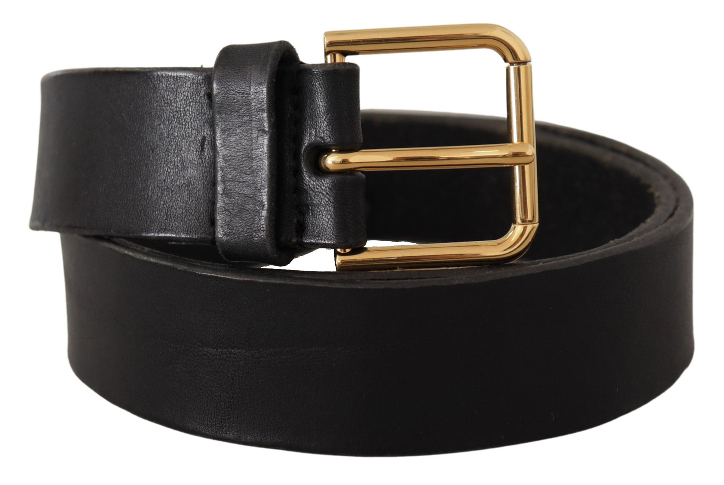 Dolce &amp; Gabbana – Schwarzer Ledergürtel mit goldfarbener Logo-Metallschnalle