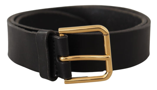Dolce &amp; Gabbana – Schwarzer Ledergürtel mit goldfarbener Logo-Metallschnalle