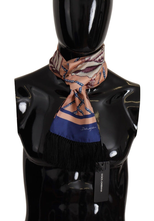 Dolce &amp; Gabbana – Schal mit Fransen und mehrfarbigem Muster in Muschelform mit DG-Logo