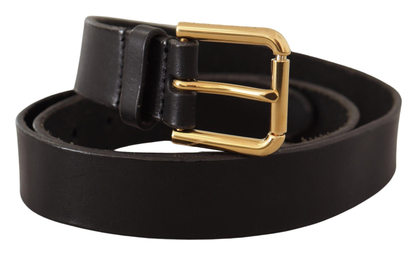 Dolce &amp; Gabbana Brauner klassischer Ledergürtel mit goldener Metallschnalle