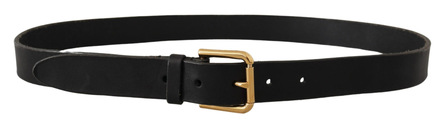Dolce &amp; Gabbana Brauner klassischer Ledergürtel mit goldener Metallschnalle