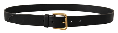 Dolce &amp; Gabbana Brauner klassischer Ledergürtel mit goldener Metallschnalle