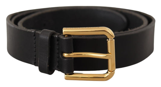 Dolce &amp; Gabbana Brauner klassischer Ledergürtel mit goldener Metallschnalle