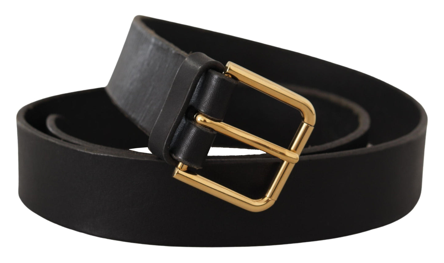 Dolce &amp; Gabbana – Brauner Gürtel aus Kalbsleder mit goldener Metall-Logoschnalle