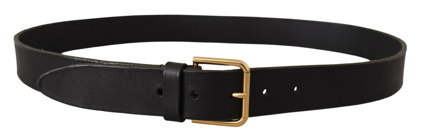 Dolce &amp; Gabbana – Brauner Gürtel aus Kalbsleder mit goldener Metall-Logoschnalle