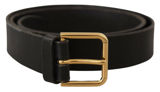 Dolce &amp; Gabbana – Brauner Gürtel aus Kalbsleder mit goldener Metall-Logoschnalle