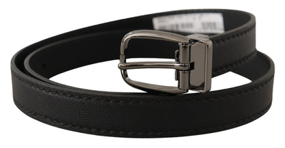 Dolce &amp; Gabbana Black Leather Metal Logo Buckle Belt