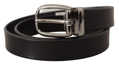 Dolce &amp; Gabbana Black Classic Calf Leather Metal Logo Belt