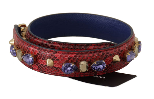 Dolce &amp; Gabbana Red Exotic Leather Crystals Bag Shoulder Strap