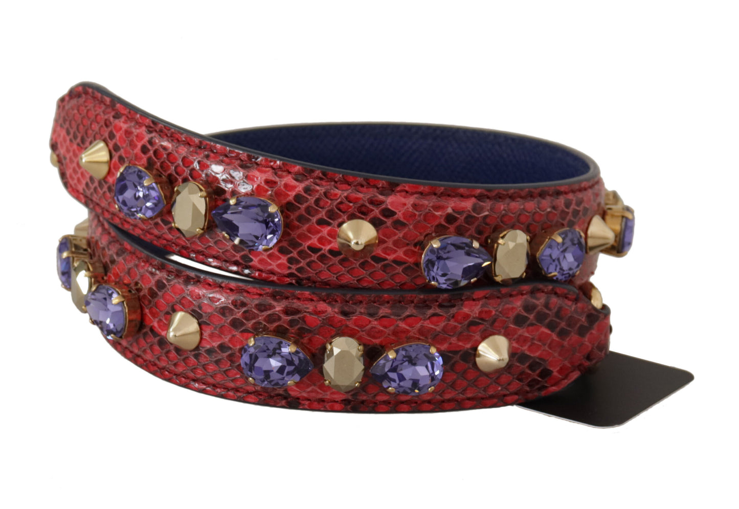 Dolce &amp; Gabbana Red Exotic Leather Crystals Bag Shoulder Strap