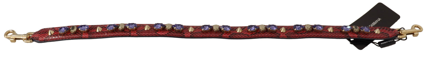 Dolce &amp; Gabbana Red Exotic Leather Crystals Bag Shoulder Strap