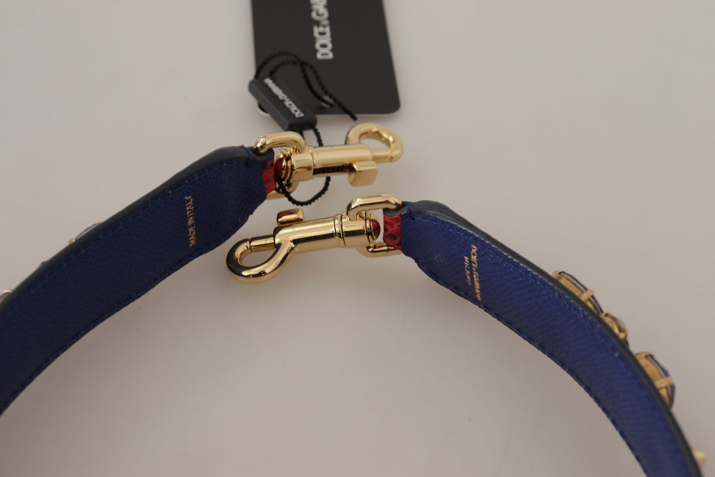 Dolce &amp; Gabbana Red Exotic Leather Crystals Bag Shoulder Strap